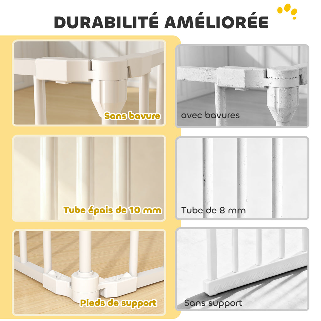 Barrière de sécurité en métal parc enclos pliable et modulable pour chien et enfant 8 panneaux 61 x 75 cm blanc