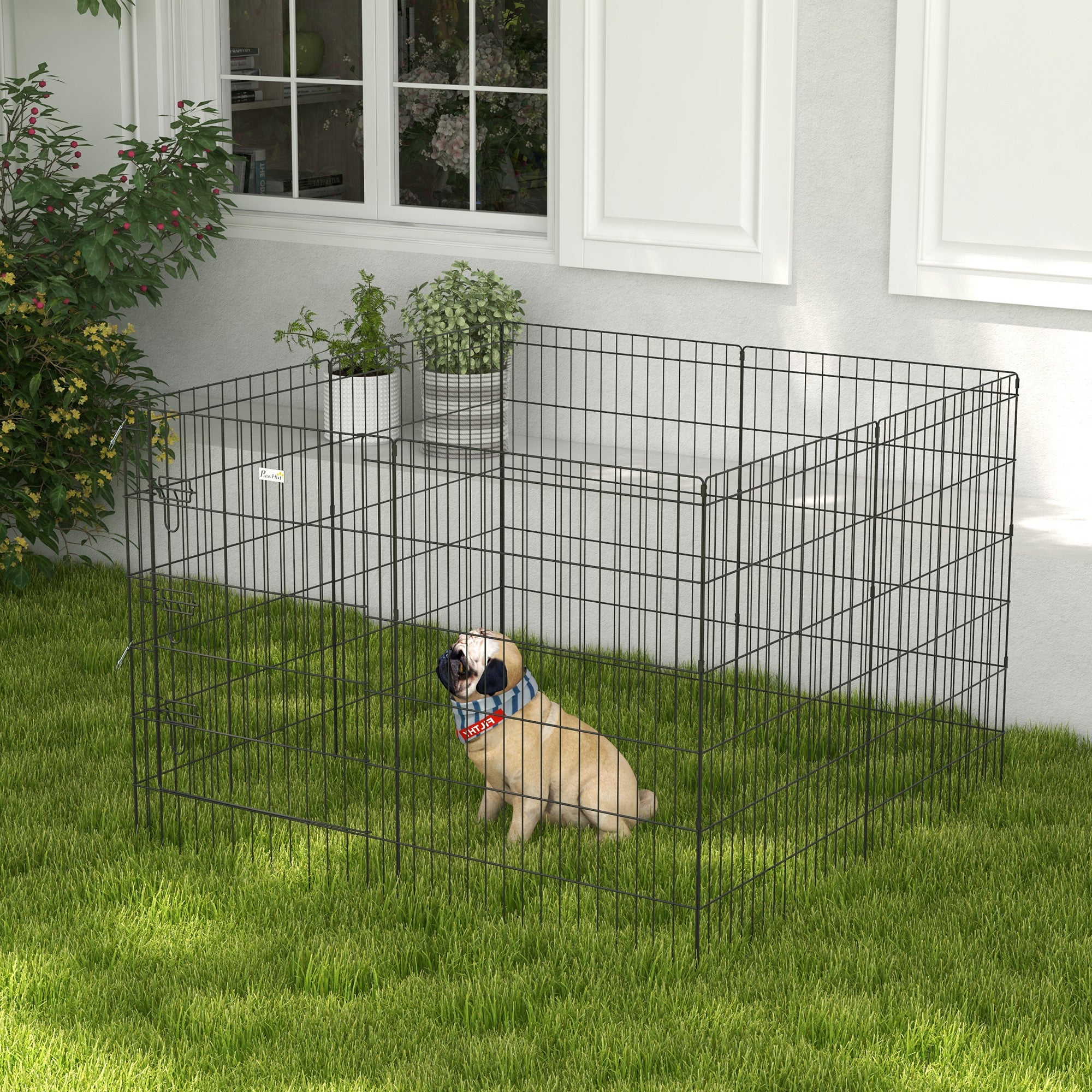 Parc enclos modulable pour chiens lapins rongeurs clôture pour petits animaux intérieur et extérieur  61 x 91 cm noir
