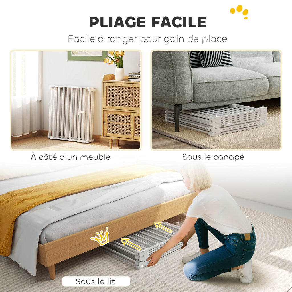 Barrière de sécurité en métal parc enclos pliable et modulable pour chien et enfant 8 panneaux 61 x 75 cm blanc