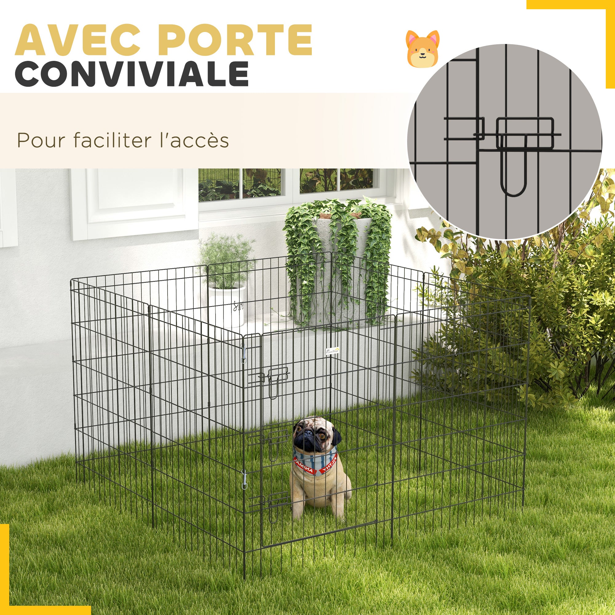 Parc enclos modulable pour chiens lapins rongeurs clôture pour petits animaux intérieur et extérieur  61 x 91 cm noir