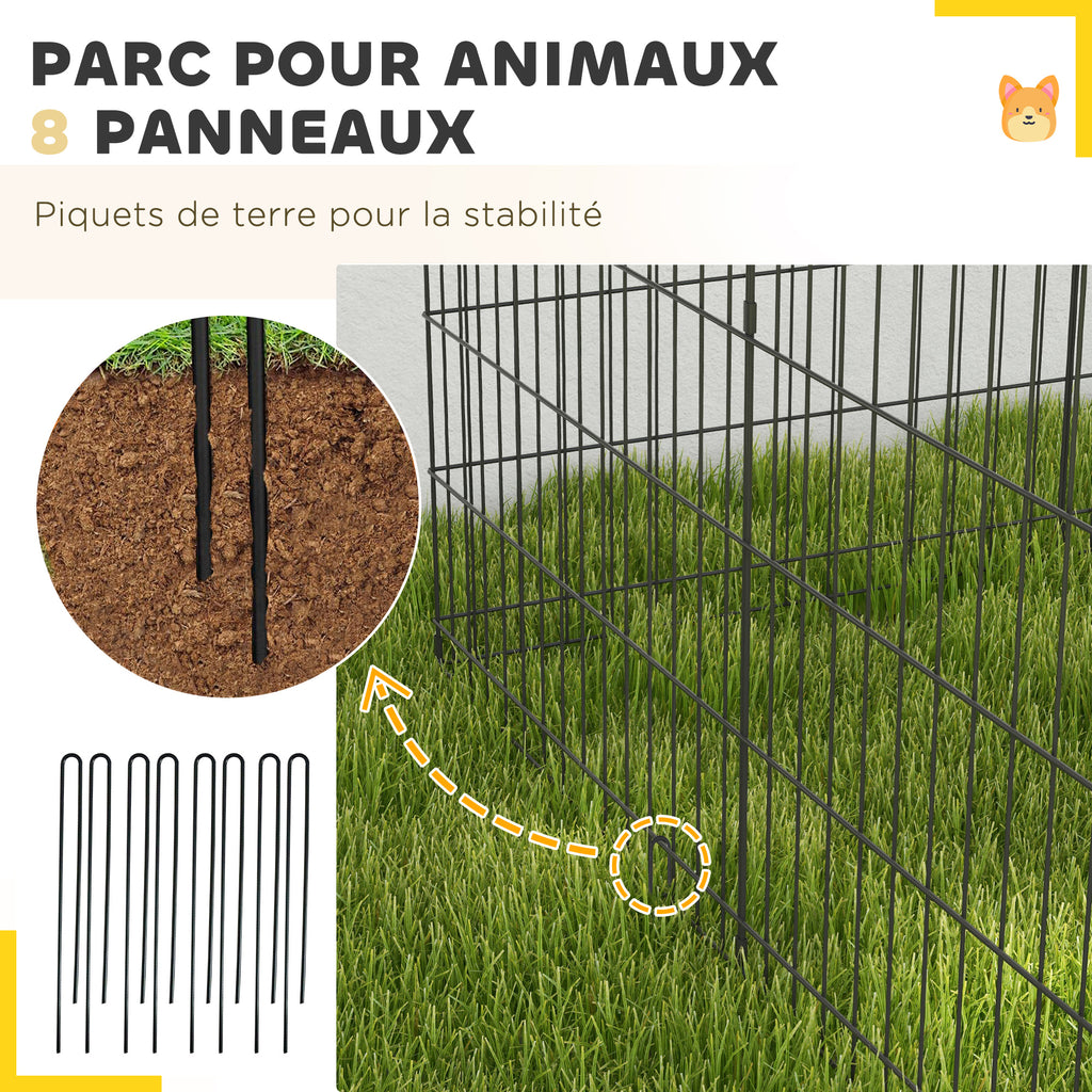 Parc enclos modulable pour chiens lapins rongeurs clôture pour petits animaux intérieur et extérieur  61 x 91 cm noir
