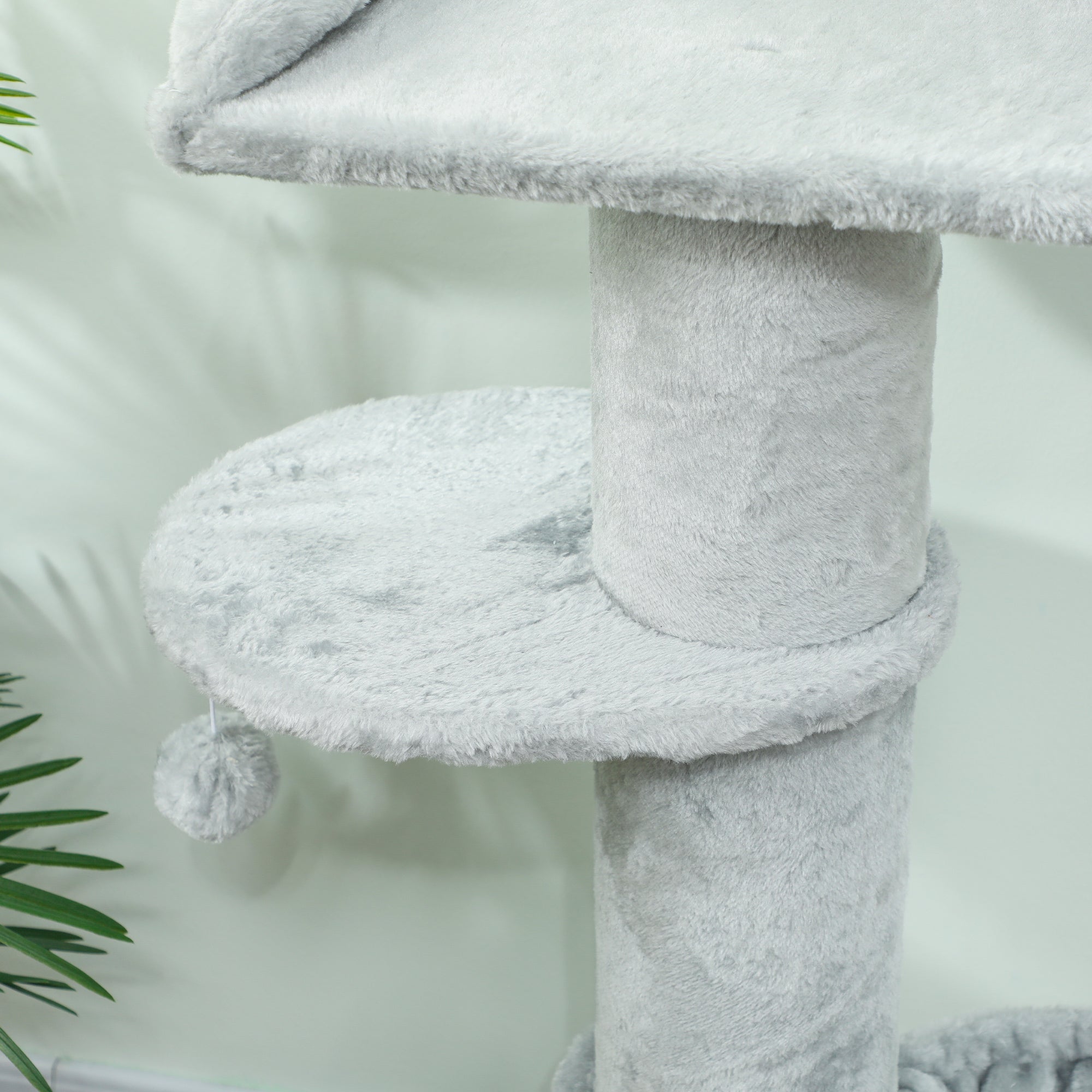Arbre à chat tonneau à gratter pour chats griffoir en sisal, hamac, plateforme, balle jouet, Ø 48 x 103,5 cm, gris clair