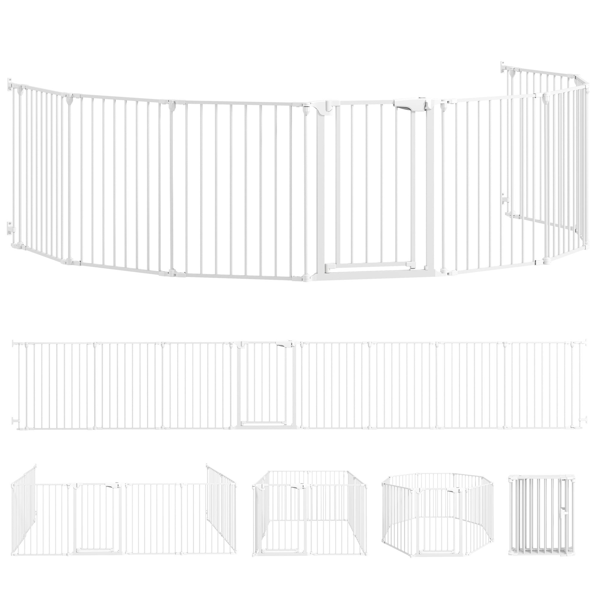 Barrière de sécurité en métal parc enclos pliable et modulable pour chien et enfant 8 panneaux 61 x 75 cm blanc