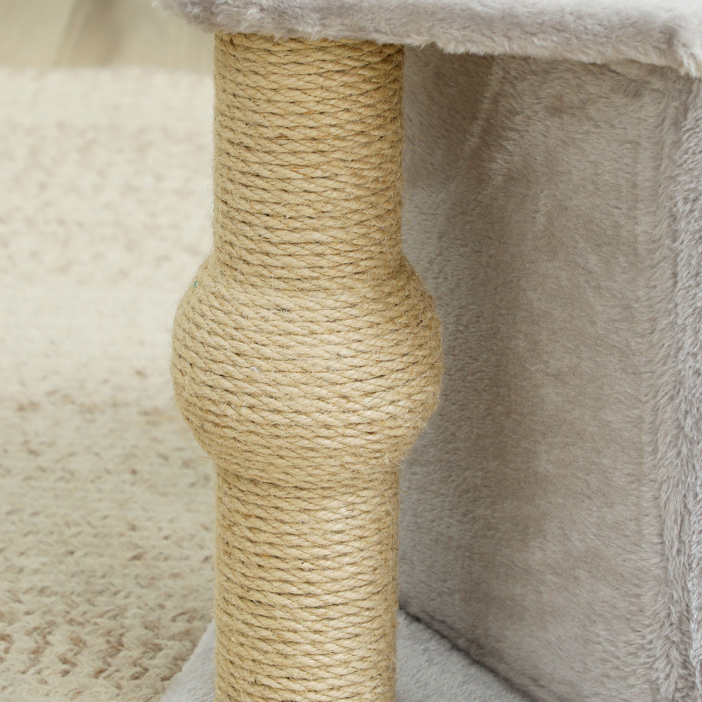 Arbre à chat tour de jeux pour chats, avec poteaux à griffer lit pour chat maison pour chat 42 x 30 x 66 cm gris clair