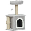 Arbre à chat tour de jeux pour chats, avec poteaux à griffer lit pour chat maison pour chat 42 x 30 x 66 cm gris clair