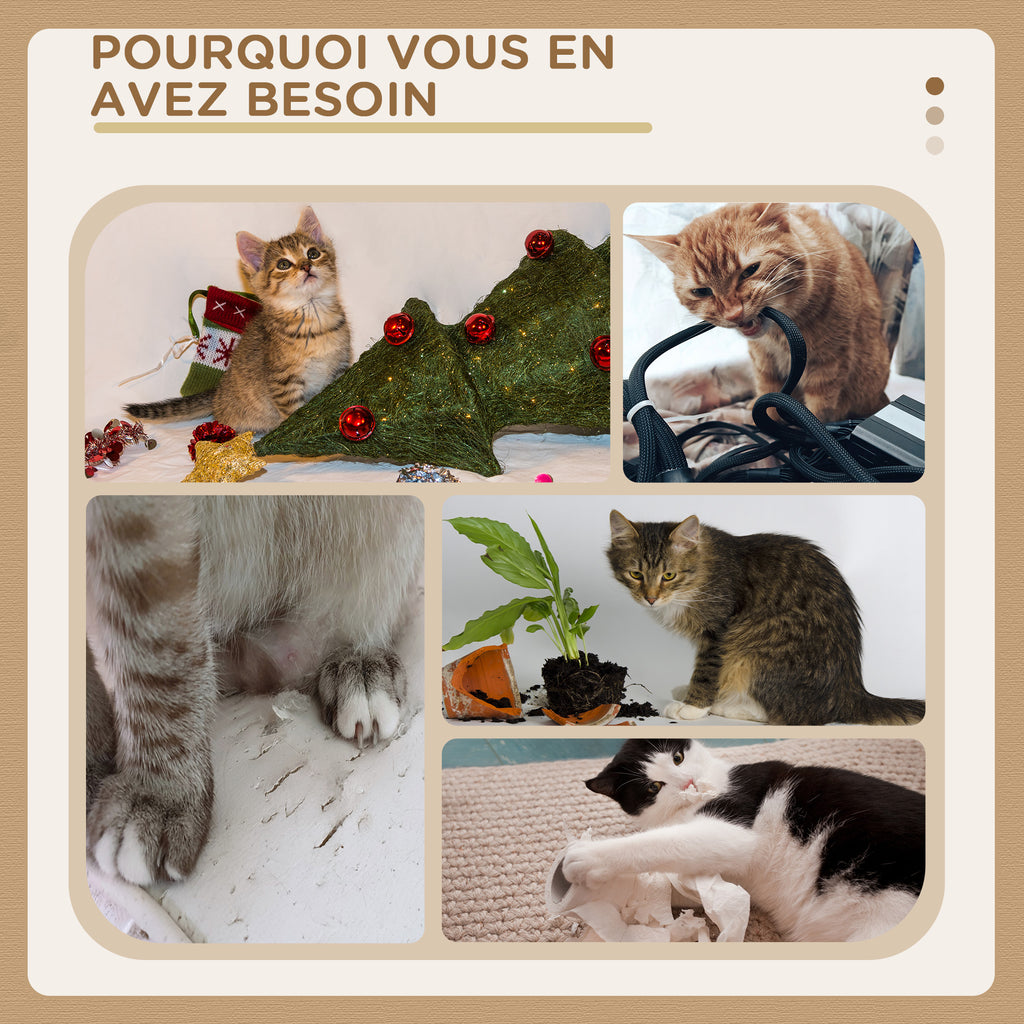 Arbre à chat arbre à grimper griffoir pour chat hauteur 72 cm balle suspendue crème
