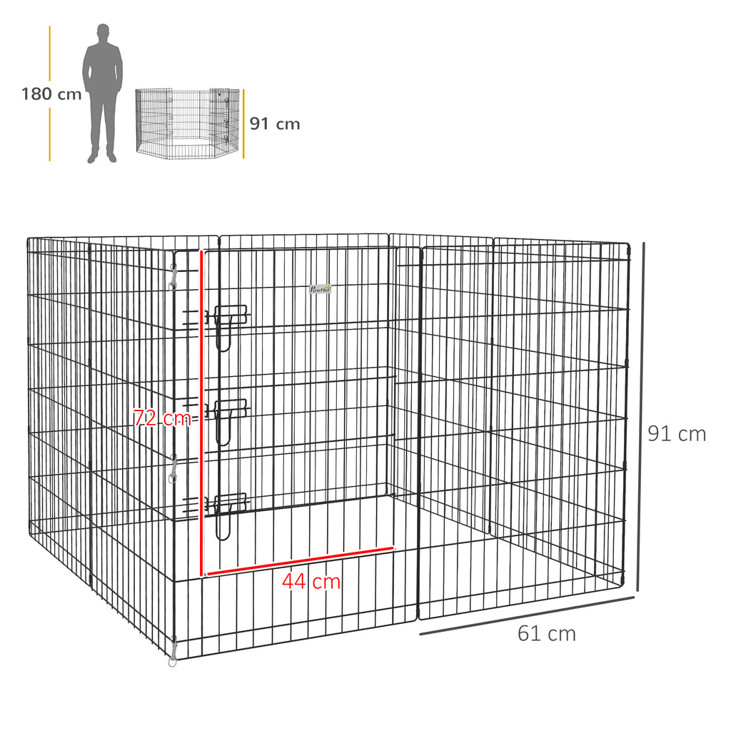 Parc enclos modulable pour chiens lapins rongeurs clôture pour petits animaux intérieur et extérieur  61 x 91 cm noir