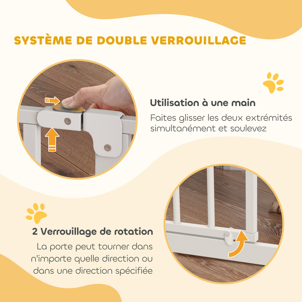 Barrière de sécurité barrière pour animal domestique longueur réglable dim. 75-85L x 76H cm blanc