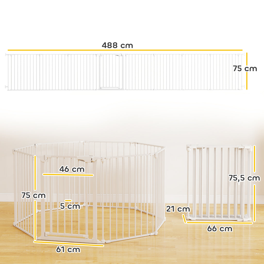 Barrière de sécurité en métal parc enclos pliable et modulable pour chien et enfant 8 panneaux 61 x 75 cm blanc