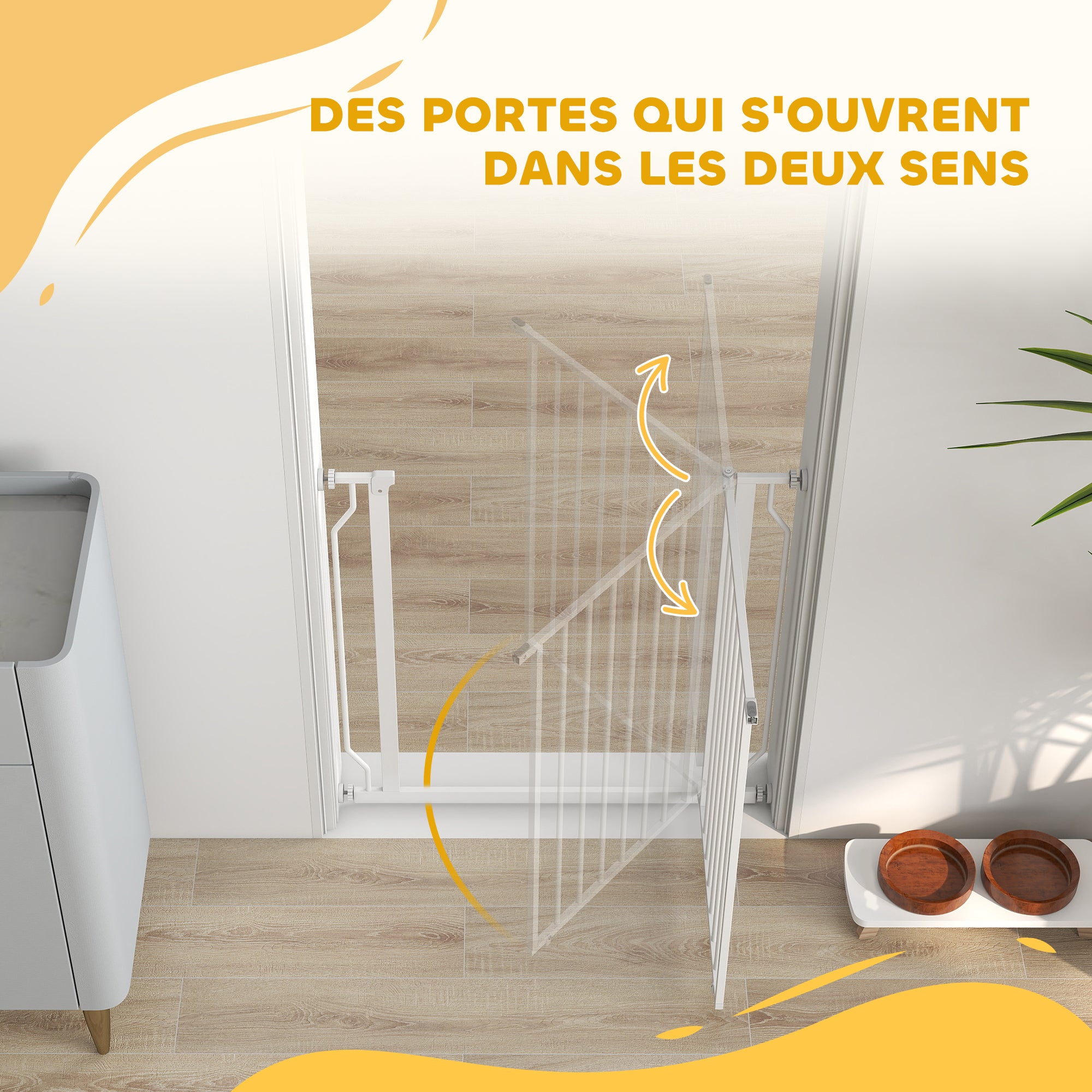 Barrière de sécurité barrière pour animal domestique longueur réglable dim. 75-85L x 76H cm blanc