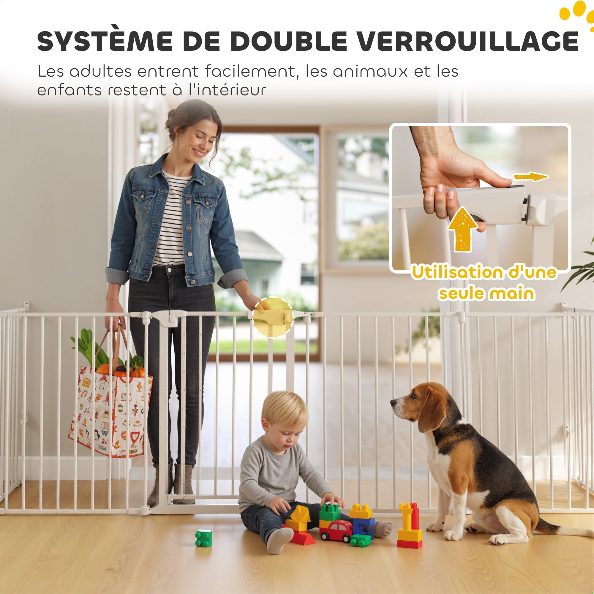Barrière de sécurité en métal parc enclos pliable et modulable pour chien et enfant 8 panneaux 61 x 75 cm blanc