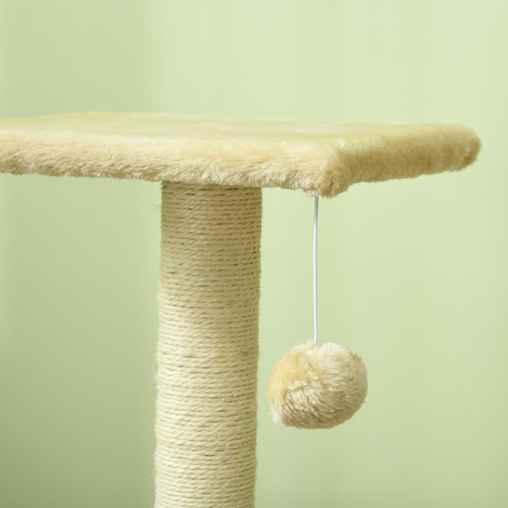 Arbre à chat arbre à grimper griffoir pour chat hauteur 72 cm balle suspendue crème
