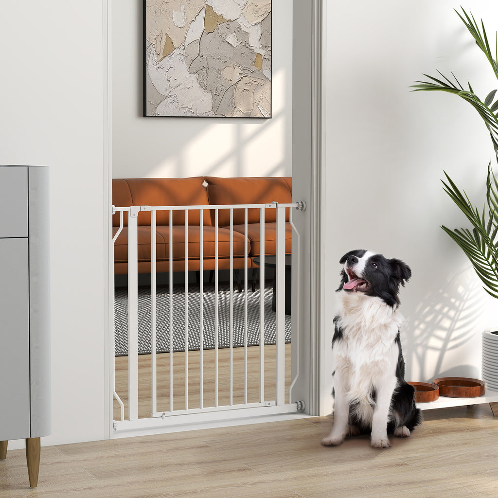 Barrière de sécurité barrière pour animal domestique longueur réglable dim. 75-85L x 76H cm blanc